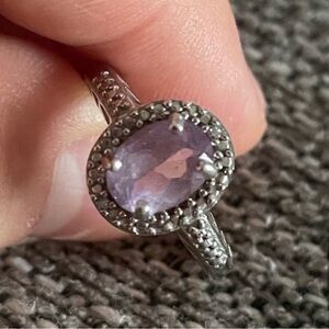 925 Sterling Silver Amethyst Gem Ring